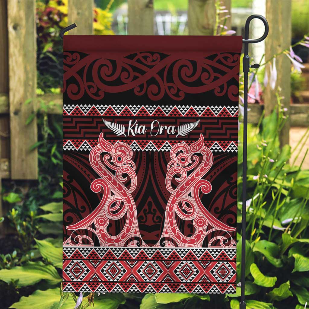 Kia Ora New Zealand Garden Flag Maori Language Week Whero Taniko Motif - Aussie Hoodie