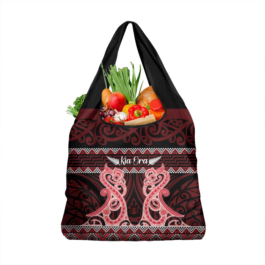 Kia Ora New Zealand Grocery Bag Maori Language Week Whero Taniko Motif - Aussie Hoodie
