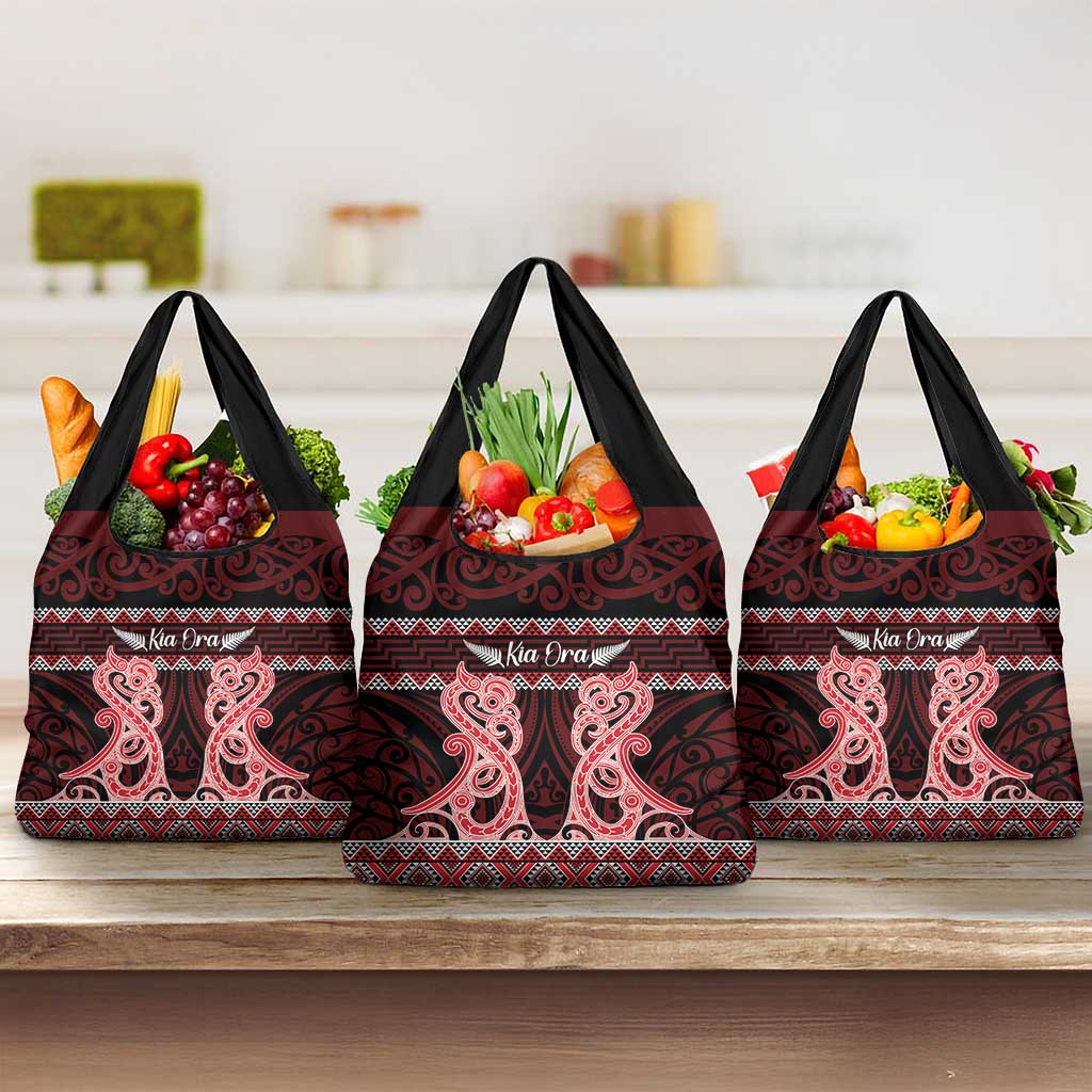 Kia Ora New Zealand Grocery Bag Maori Language Week Whero Taniko Motif - Aussie Hoodie