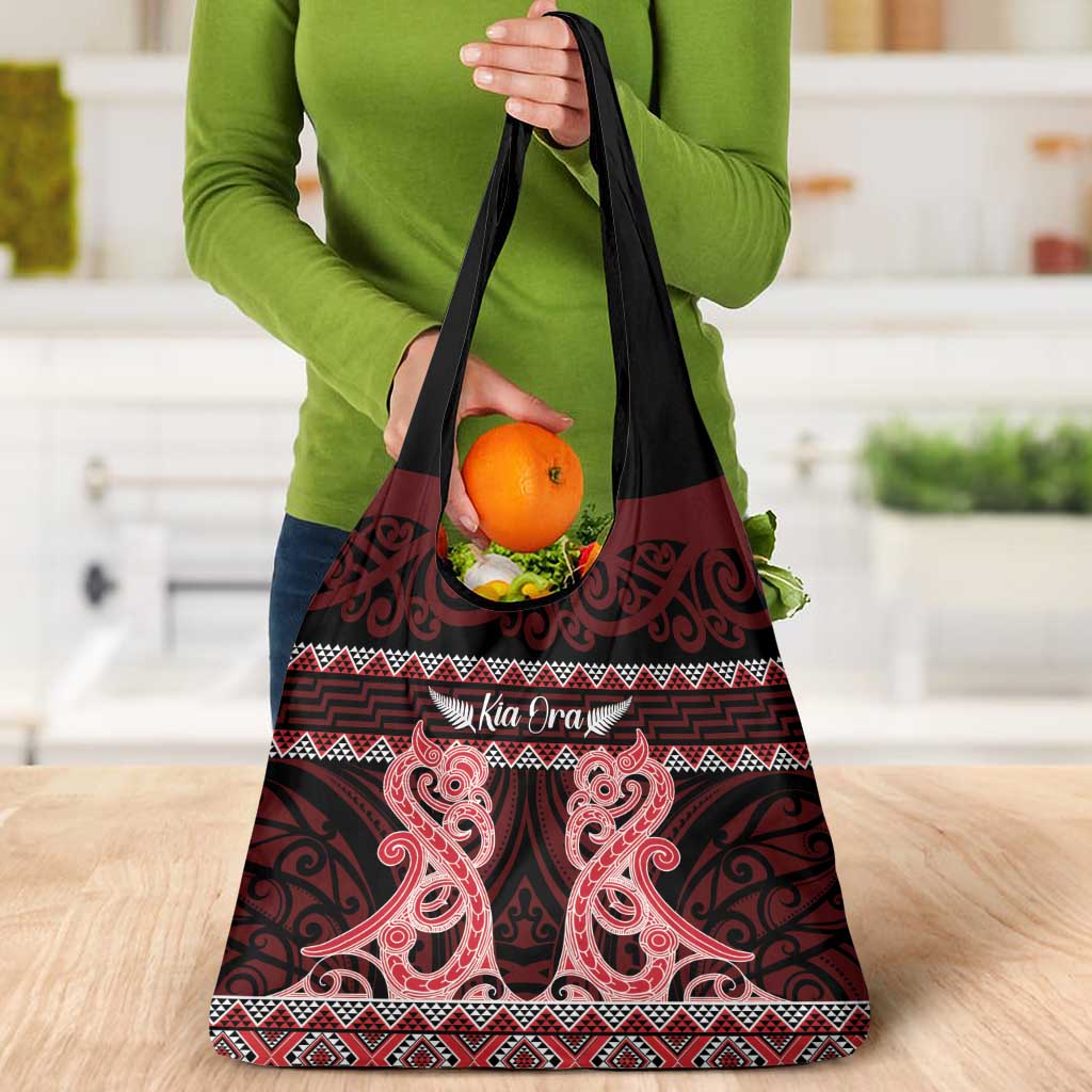 Kia Ora New Zealand Grocery Bag Maori Language Week Whero Taniko Motif - Aussie Hoodie