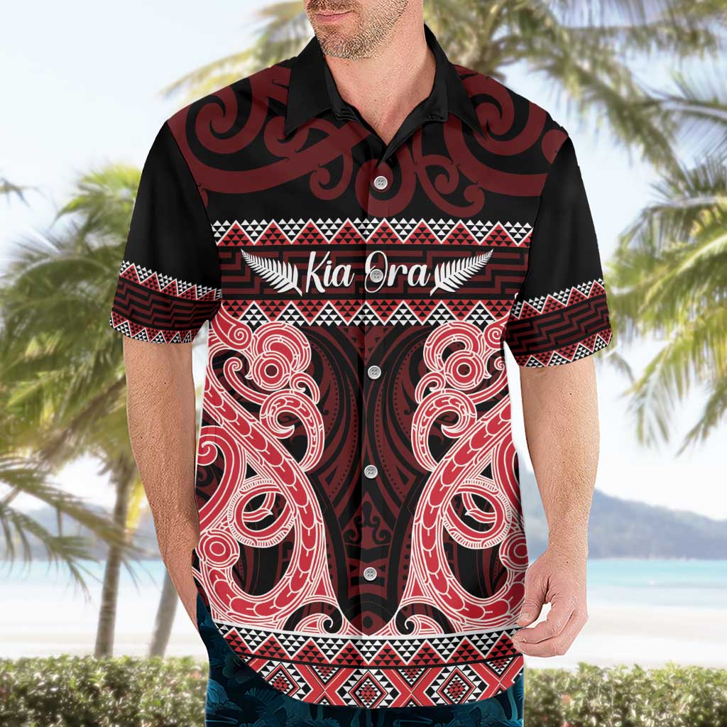 Kia Ora New Zealand Hawaiian Shirt Maori Language Week Whero Taniko Motif - Aussie Hoodie