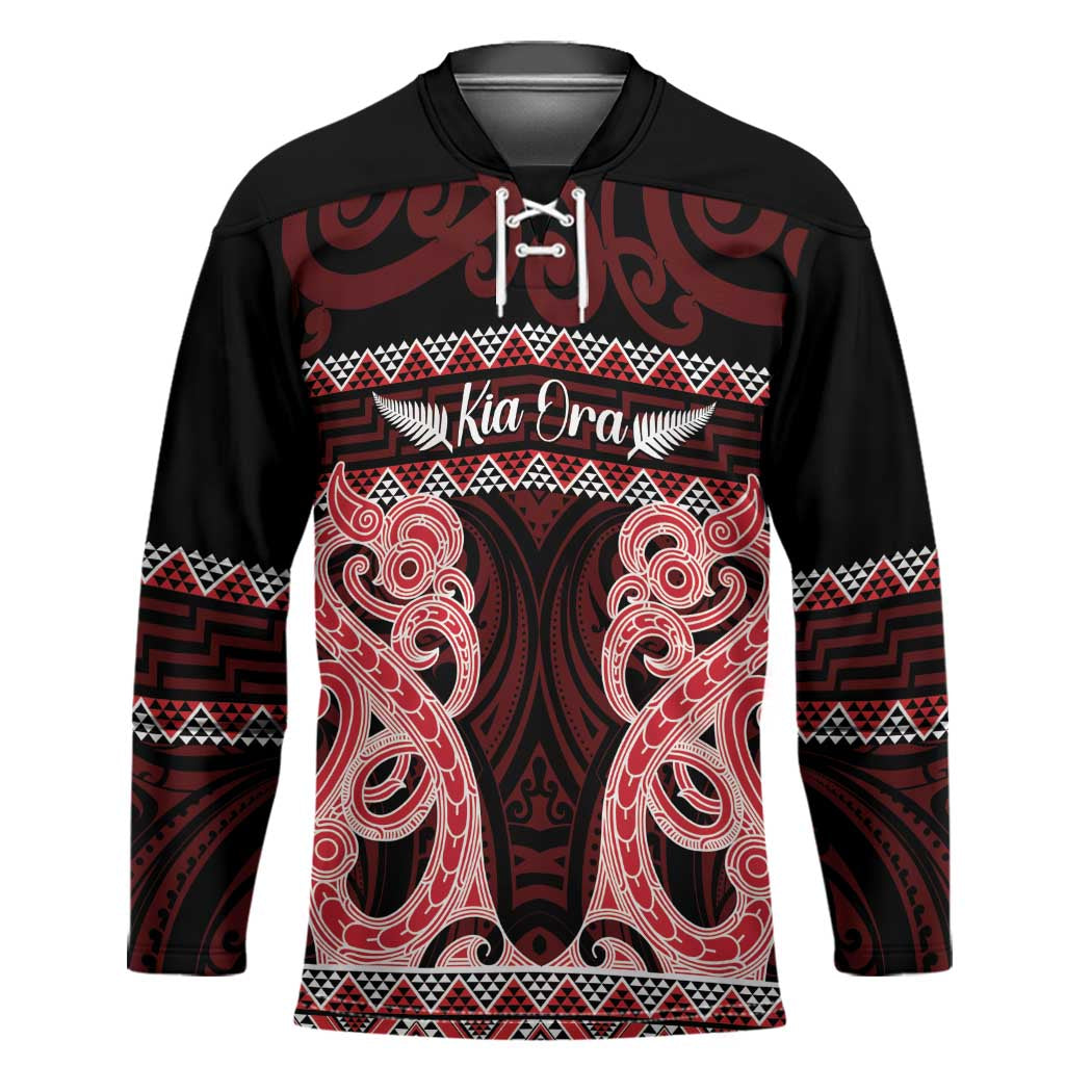 Kia Ora New Zealand Hockey Jersey Maori Language Week Whero Taniko Motif - Aussie Hoodie