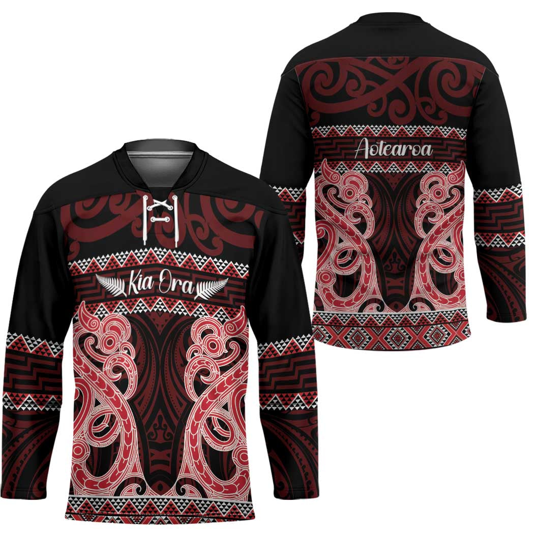 Kia Ora New Zealand Hockey Jersey Maori Language Week Whero Taniko Motif - Aussie Hoodie