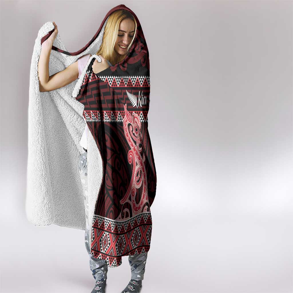 Kia Ora New Zealand Hooded Blanket Maori Language Week Whero Taniko Motif - Aussie Hoodie