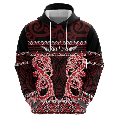 Kia Ora New Zealand Hoodie Maori Language Week Whero Taniko Motif - Aussie Hoodie