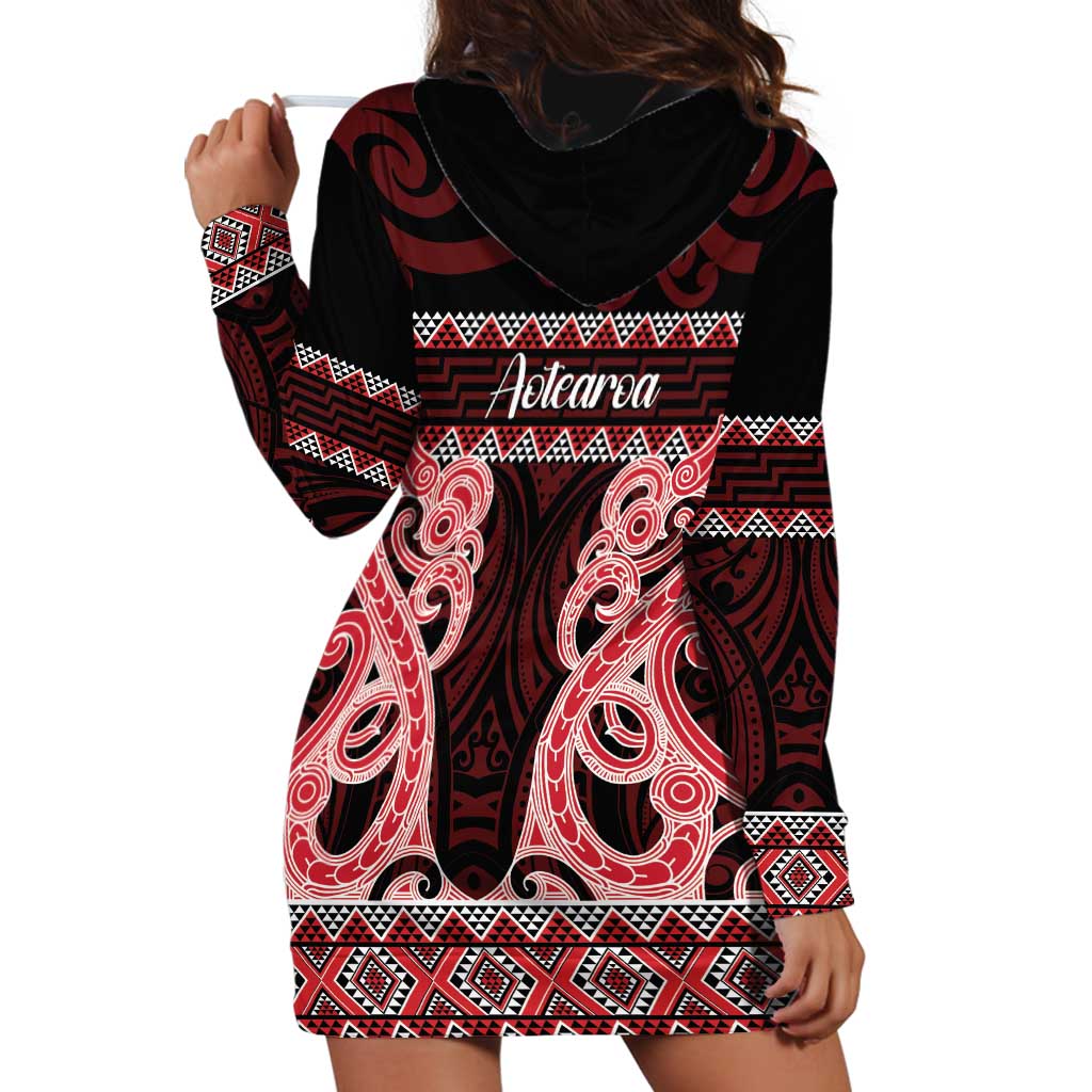 Kia Ora New Zealand Hoodie Dress Maori Language Week Whero Taniko Motif - Aussie Hoodie