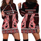Kia Ora New Zealand Hoodie Dress Maori Language Week Whero Taniko Motif - Aussie Hoodie