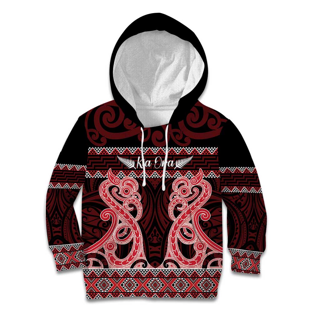 Kia Ora New Zealand Kid Hoodie Maori Language Week Whero Taniko Motif - Aussie Hoodie