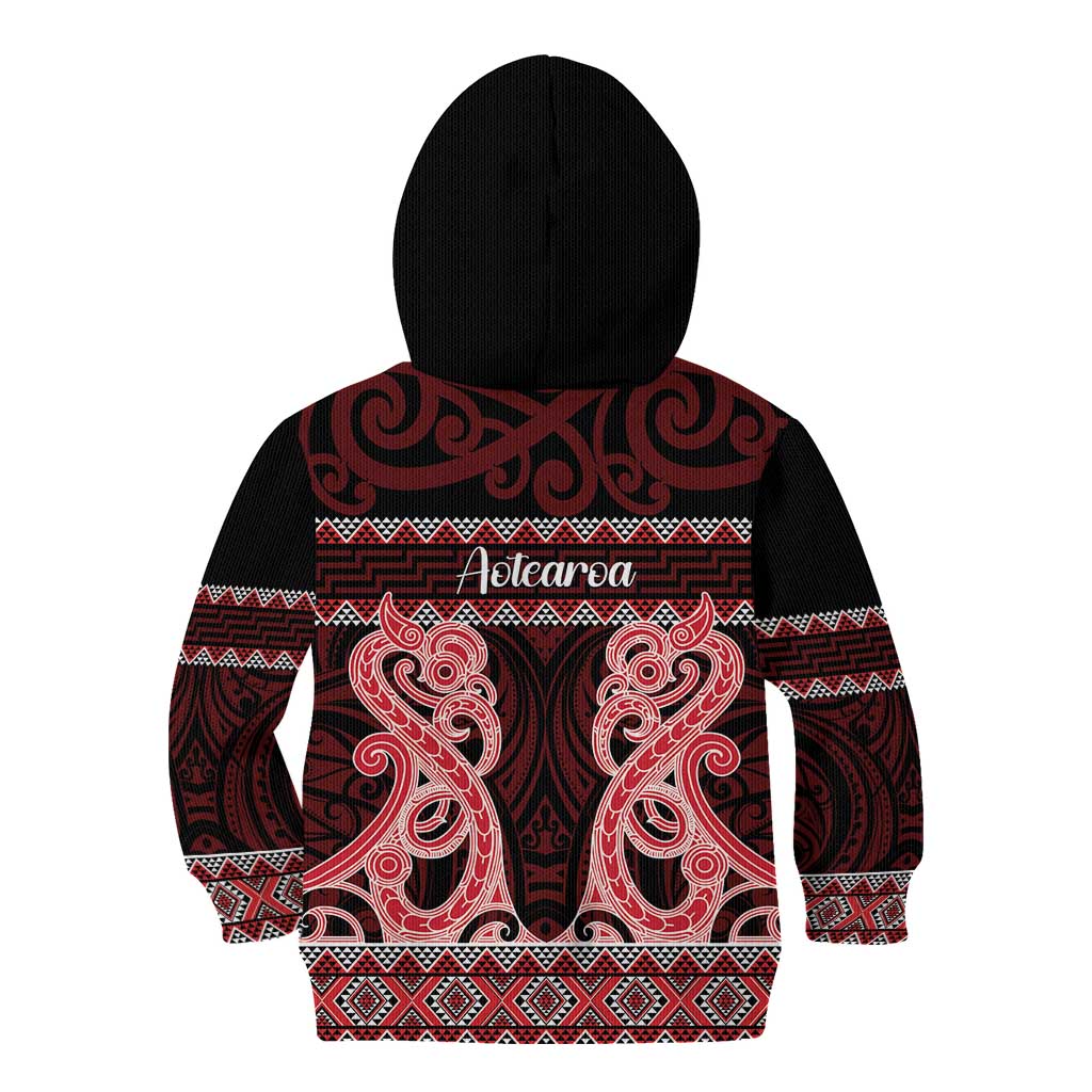 Kia Ora New Zealand Kid Hoodie Maori Language Week Whero Taniko Motif - Aussie Hoodie
