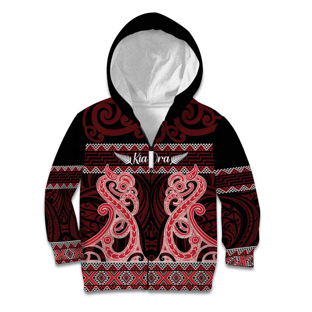Kia Ora New Zealand Kid Hoodie Maori Language Week Whero Taniko Motif - Aussie Hoodie