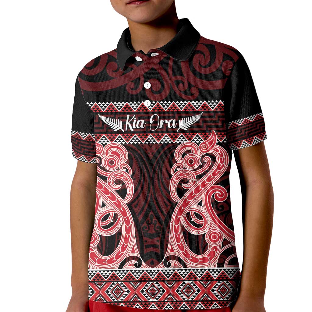Kia Ora New Zealand Kid Polo Shirt Maori Language Week Whero Taniko Motif - Aussie Hoodie