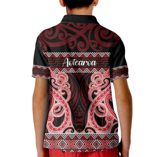Kia Ora New Zealand Kid Polo Shirt Maori Language Week Whero Taniko Motif - Aussie Hoodie