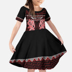 Kia Ora New Zealand Kid Short Sleeve Dress Maori Language Week Whero Taniko Motif - Aussie Hoodie