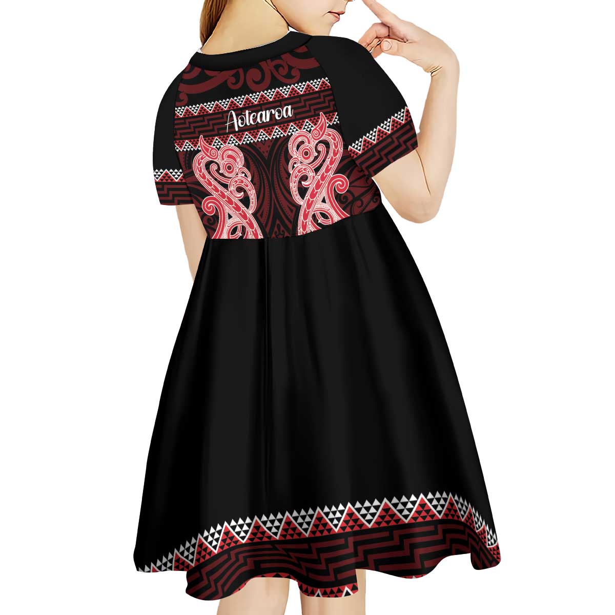 Kia Ora New Zealand Kid Short Sleeve Dress Maori Language Week Whero Taniko Motif - Aussie Hoodie