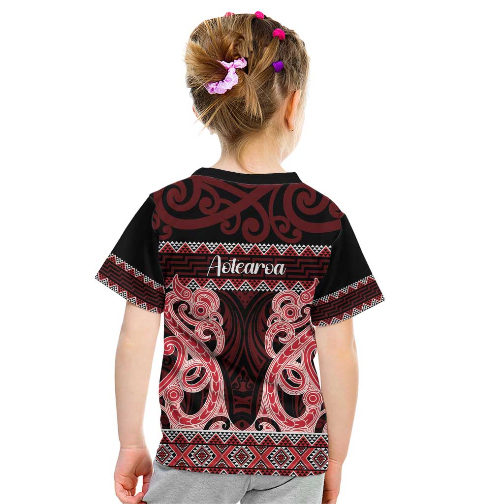 Kia Ora New Zealand Kid T Shirt Maori Language Week Whero Taniko Motif - Aussie Hoodie