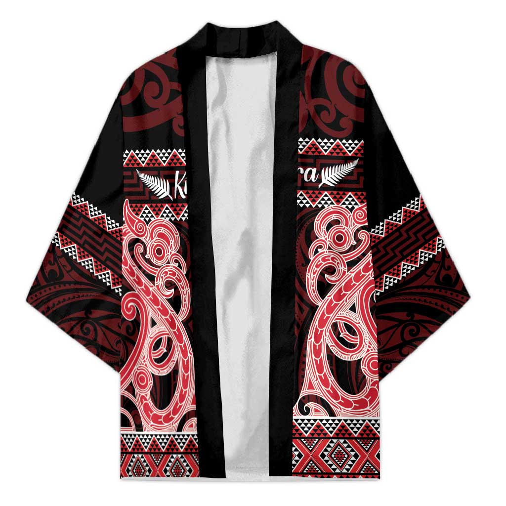 Kia Ora New Zealand Kimono Maori Language Week Whero Taniko Motif - Aussie Hoodie