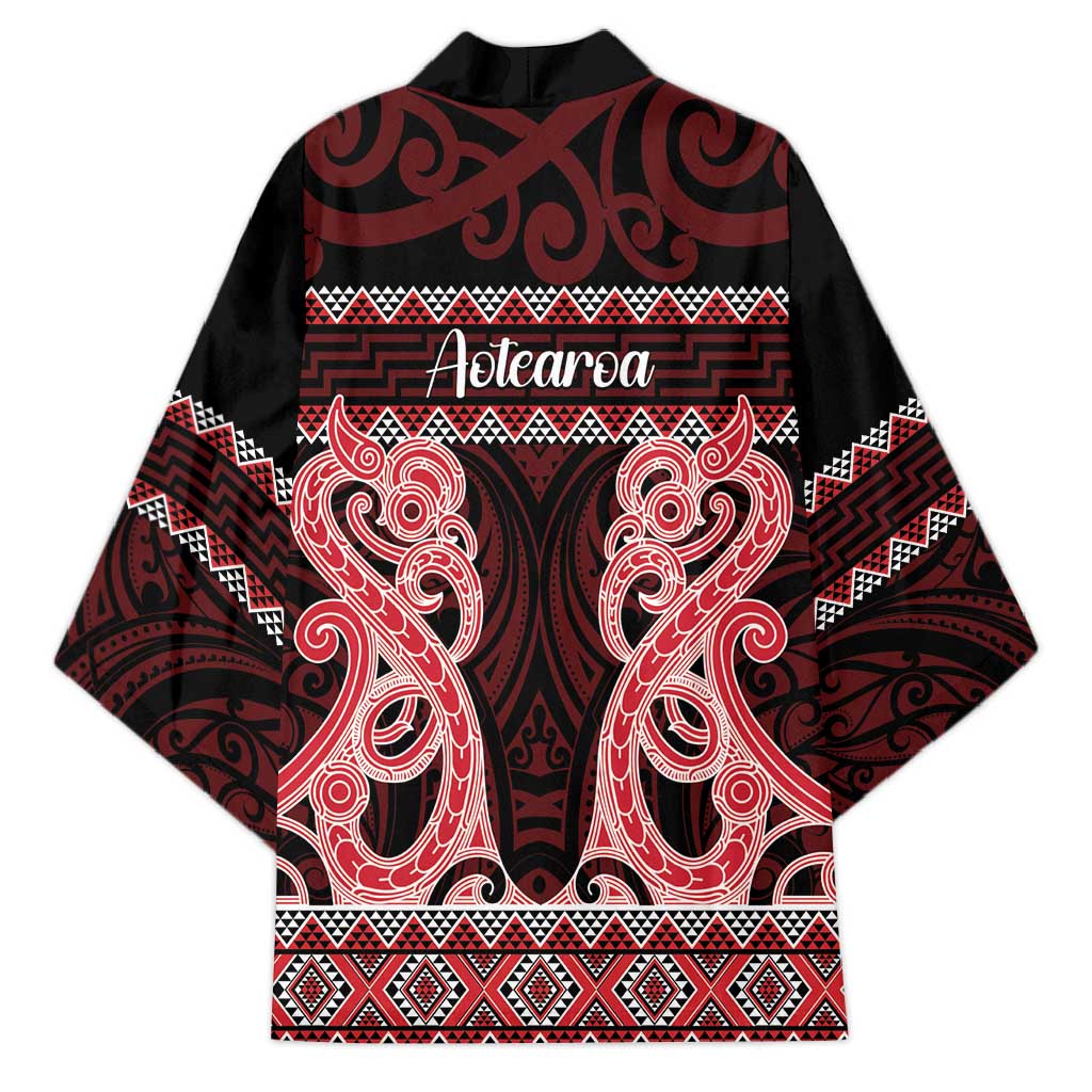 Kia Ora New Zealand Kimono Maori Language Week Whero Taniko Motif - Aussie Hoodie