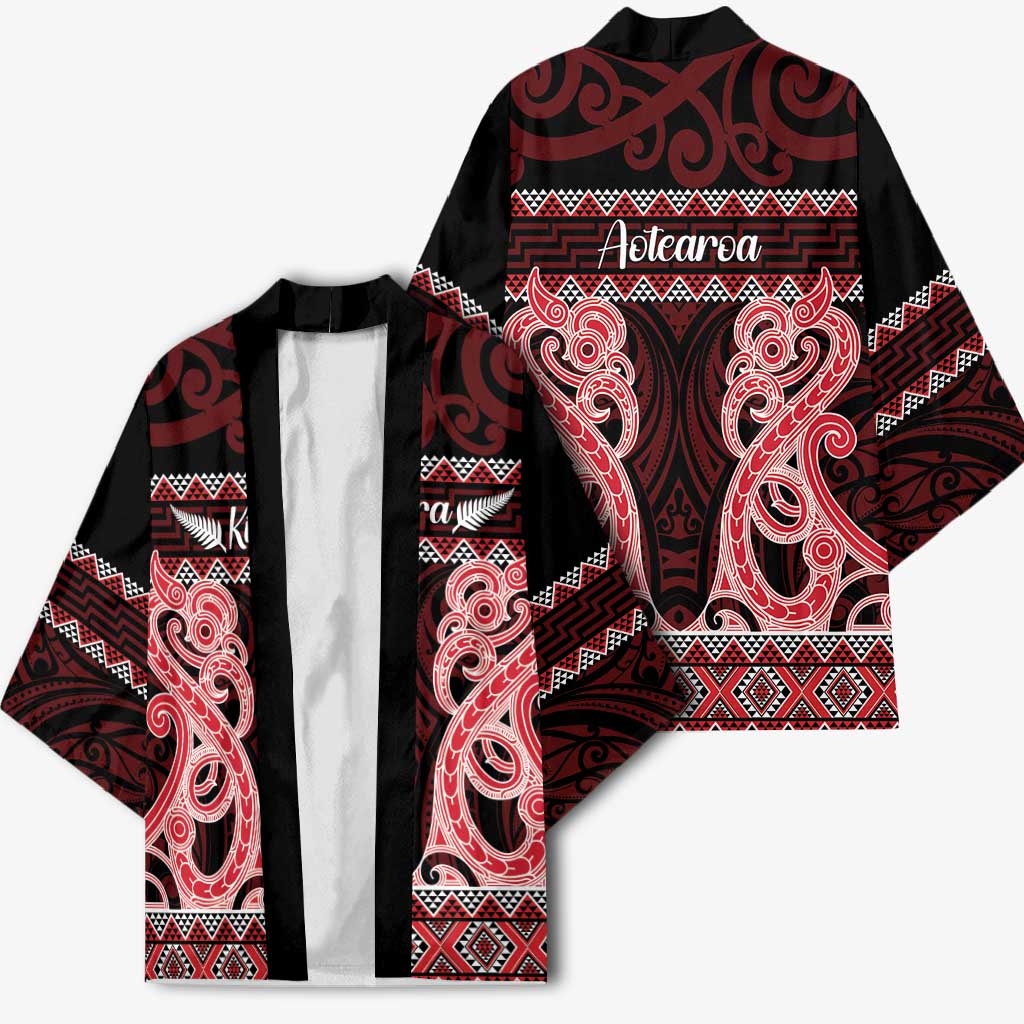Kia Ora New Zealand Kimono Maori Language Week Whero Taniko Motif - Aussie Hoodie