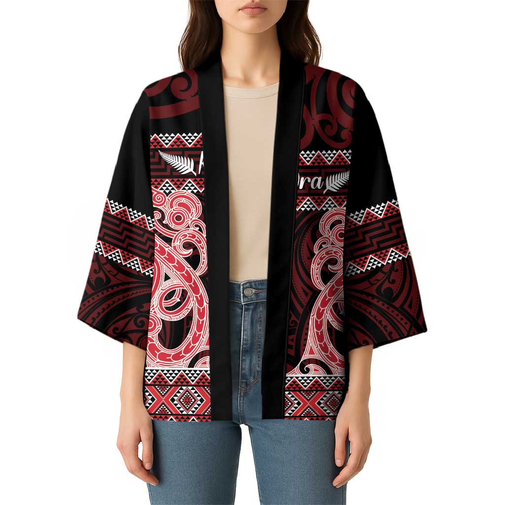 Kia Ora New Zealand Kimono Maori Language Week Whero Taniko Motif - Aussie Hoodie