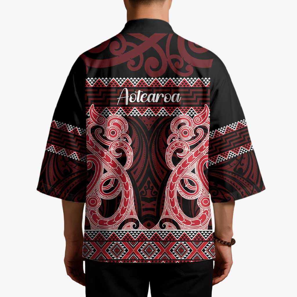 Kia Ora New Zealand Kimono Maori Language Week Whero Taniko Motif - Aussie Hoodie