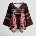Kia Ora New Zealand Kimono Sleeve Blouse Maori Language Week Whero Taniko Motif - Aussie Hoodie
