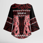 Kia Ora New Zealand Kimono Sleeve Blouse Maori Language Week Whero Taniko Motif - Aussie Hoodie