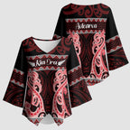 Kia Ora New Zealand Kimono Sleeve Blouse Maori Language Week Whero Taniko Motif - Aussie Hoodie