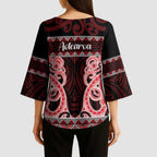 Kia Ora New Zealand Kimono Sleeve Blouse Maori Language Week Whero Taniko Motif - Aussie Hoodie