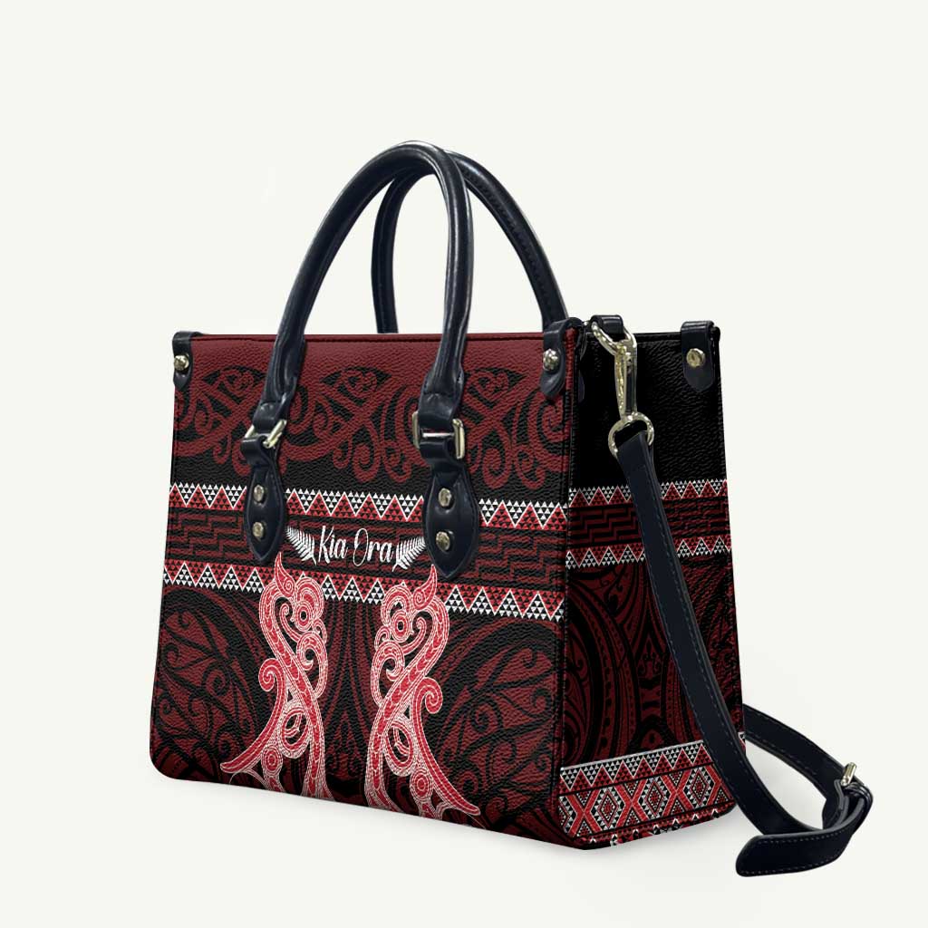 Kia Ora New Zealand Leather Bag Maori Language Week Whero Taniko Motif - Aussie Hoodie