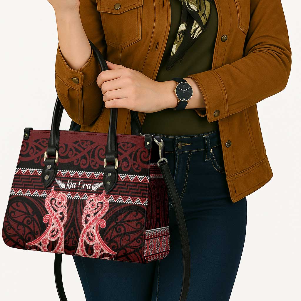 Kia Ora New Zealand Leather Bag Maori Language Week Whero Taniko Motif - Aussie Hoodie