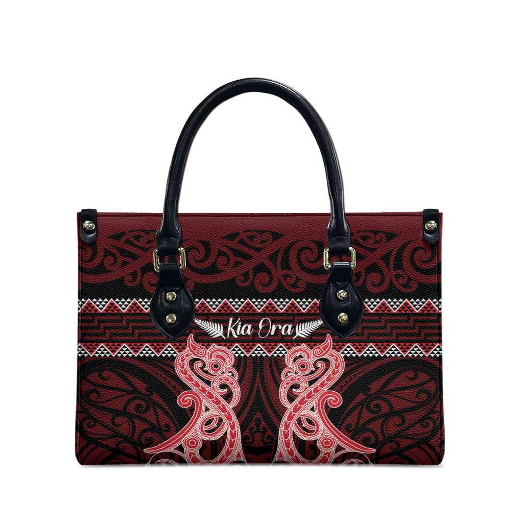 Kia Ora New Zealand Leather Bag Maori Language Week Whero Taniko Motif - Aussie Hoodie