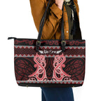 Kia Ora New Zealand Leather Tote Bag Maori Language Week Whero Taniko Motif - Aussie Hoodie
