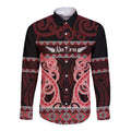 Kia Ora New Zealand Long Sleeve Button Shirt Maori Language Week Whero Taniko Motif - Aussie Hoodie
