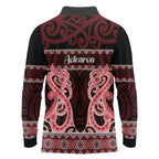 Kia Ora New Zealand Long Sleeve Polo Shirt Maori Language Week Whero Taniko Motif - Aussie Hoodie