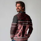 Kia Ora New Zealand Long Sleeve Polo Shirt Maori Language Week Whero Taniko Motif - Aussie Hoodie