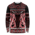 Kia Ora New Zealand Long Sleeve Shirt Maori Language Week Whero Taniko Motif - Aussie Hoodie