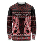 Kia Ora New Zealand Long Sleeve Shirt Maori Language Week Whero Taniko Motif - Aussie Hoodie