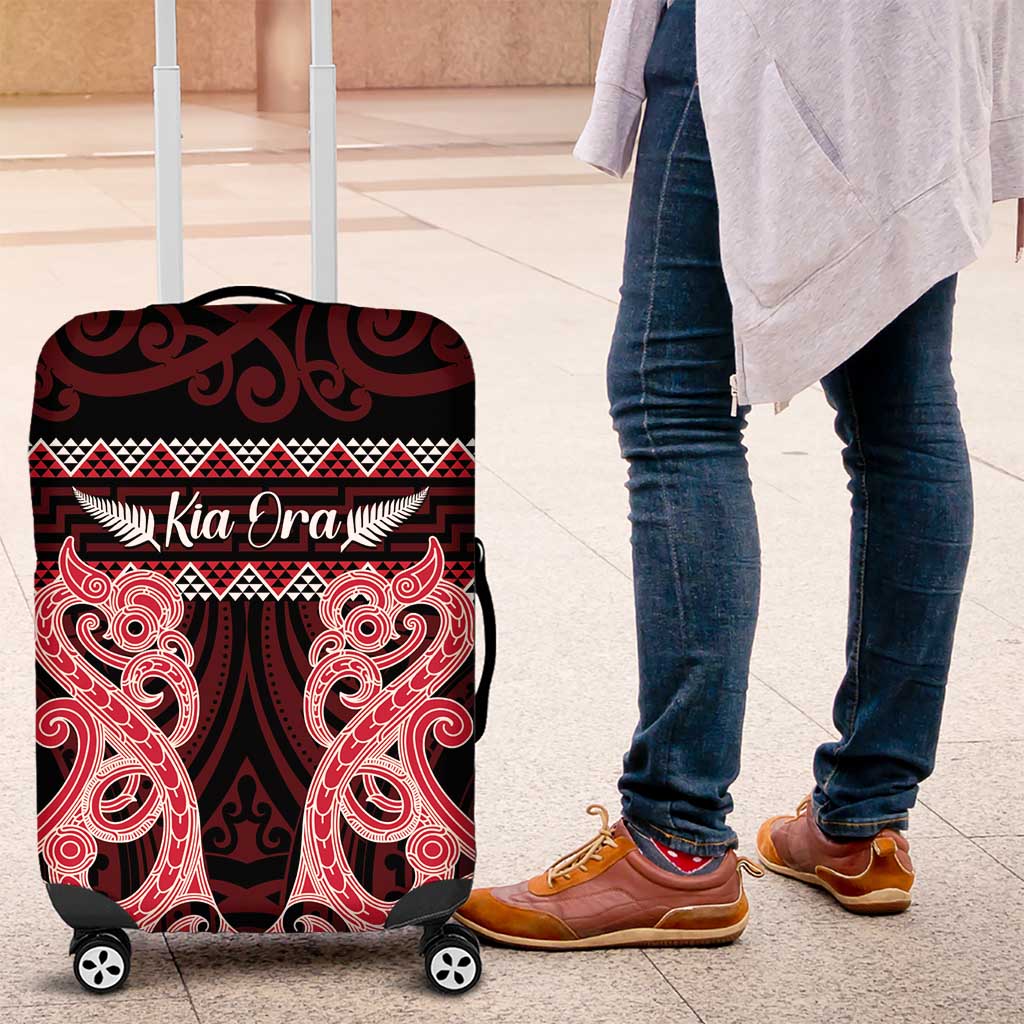 Kia Ora New Zealand Luggage Cover Maori Language Week Whero Taniko Motif - Aussie Hoodie