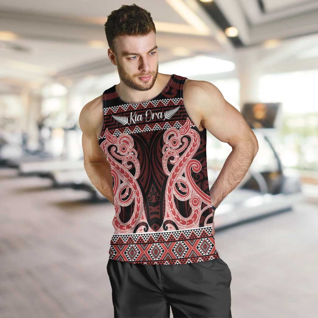 Kia Ora New Zealand Men Tank Top Maori Language Week Whero Taniko Motif - Aussie Hoodie