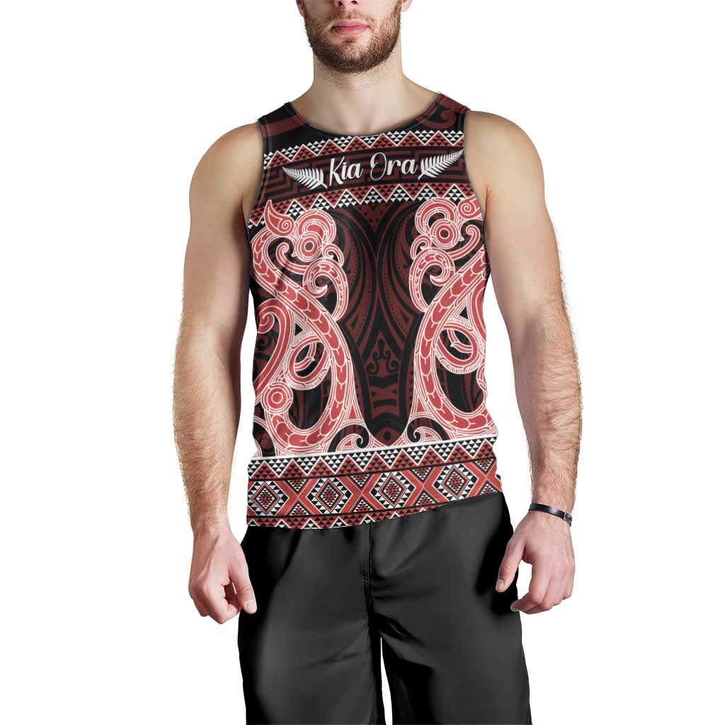 Kia Ora New Zealand Men Tank Top Maori Language Week Whero Taniko Motif - Aussie Hoodie