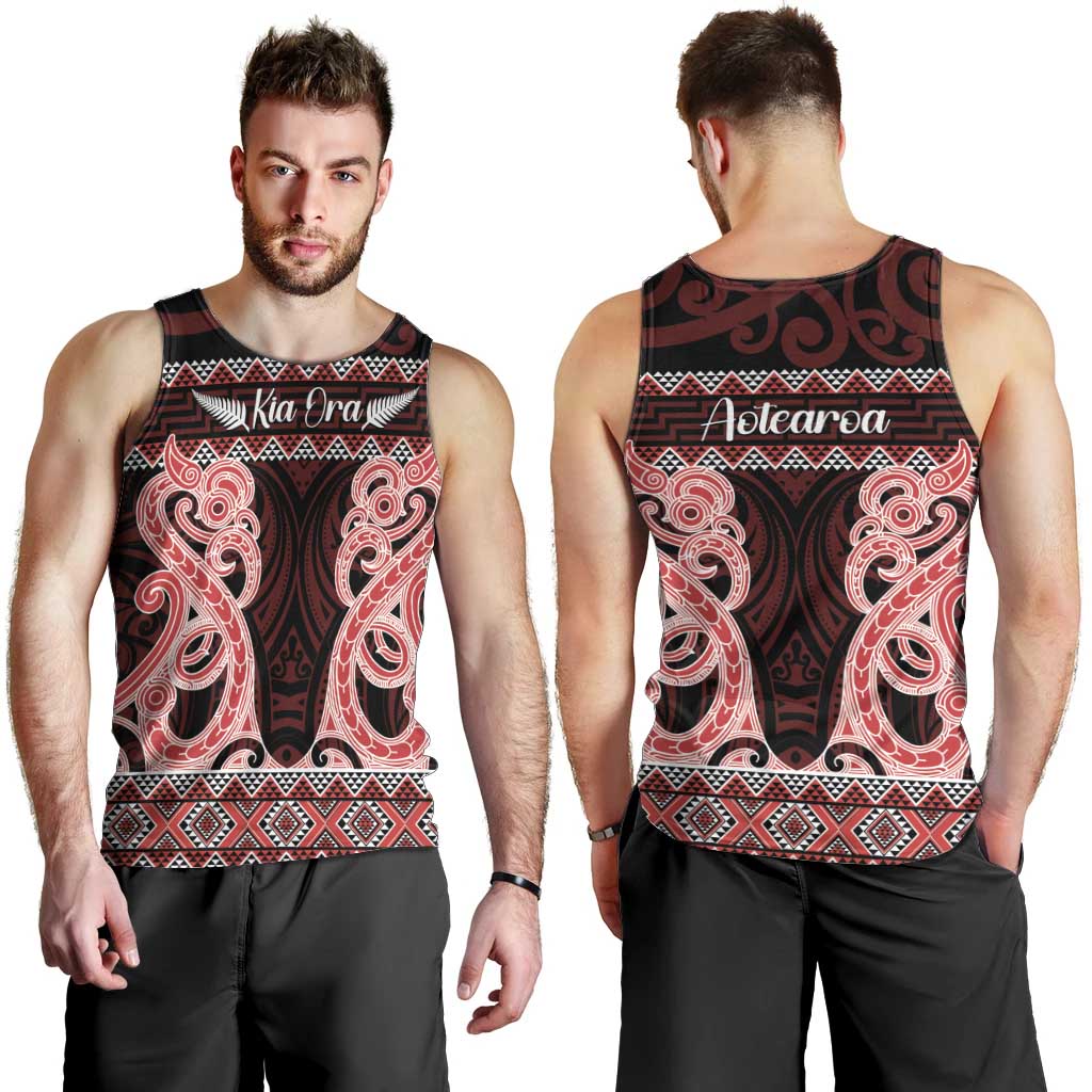 Kia Ora New Zealand Men Tank Top Maori Language Week Whero Taniko Motif - Aussie Hoodie