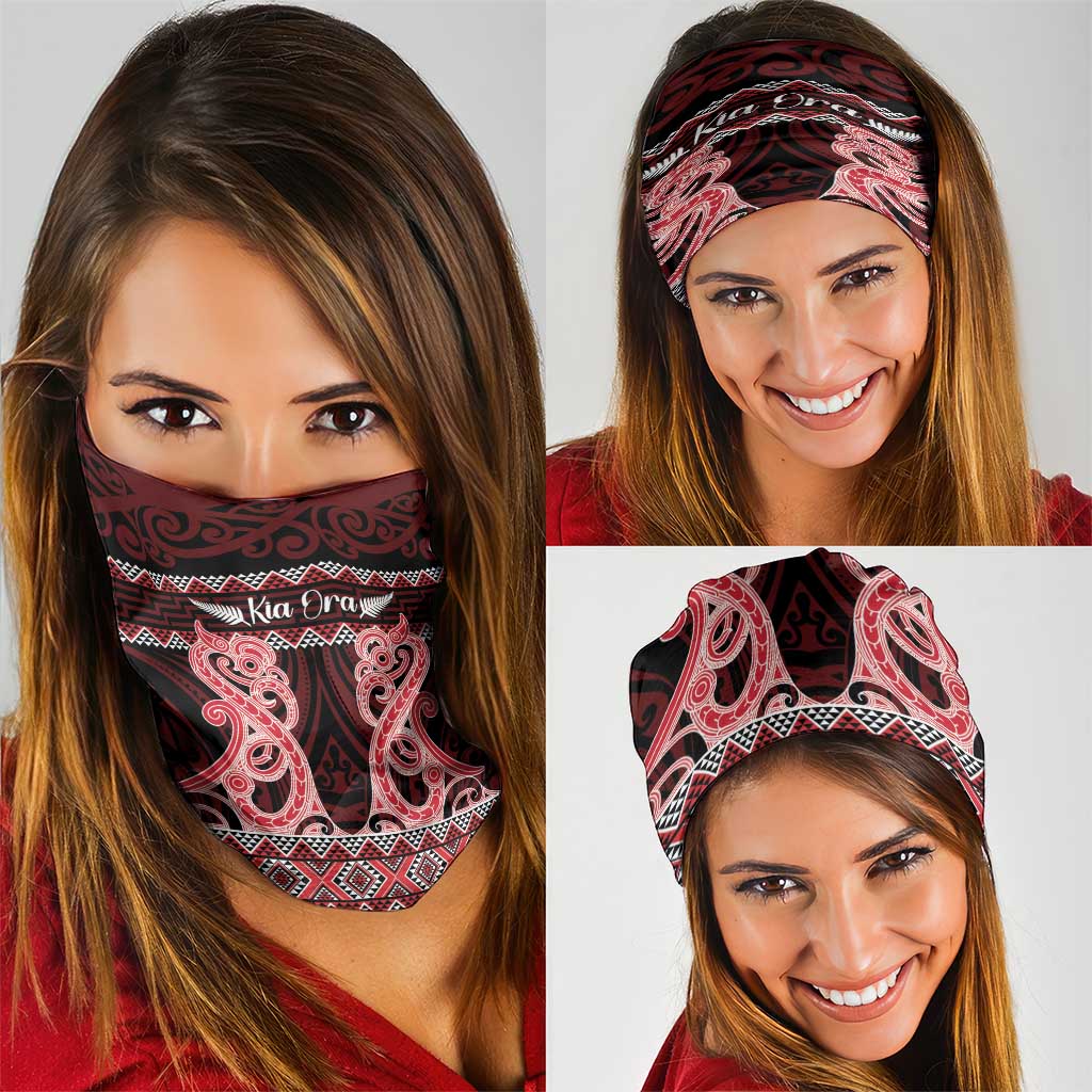 Kia Ora New Zealand Neck Gaiter Maori Language Week Whero Taniko Motif - Aussie Hoodie
