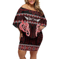 Kia Ora New Zealand Off Shoulder Short Dress Maori Language Week Whero Taniko Motif - Aussie Hoodie