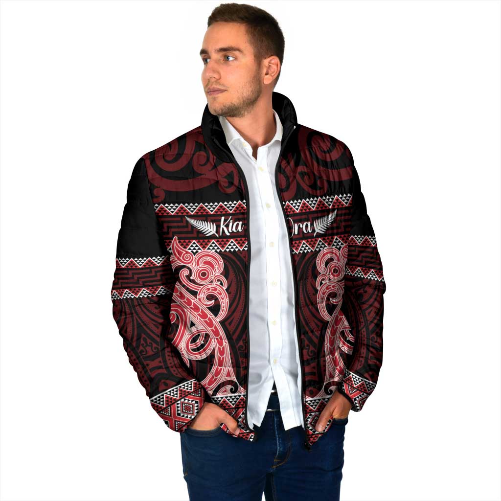Kia Ora New Zealand Padded Jacket Maori Language Week Whero Taniko Motif - Aussie Hoodie