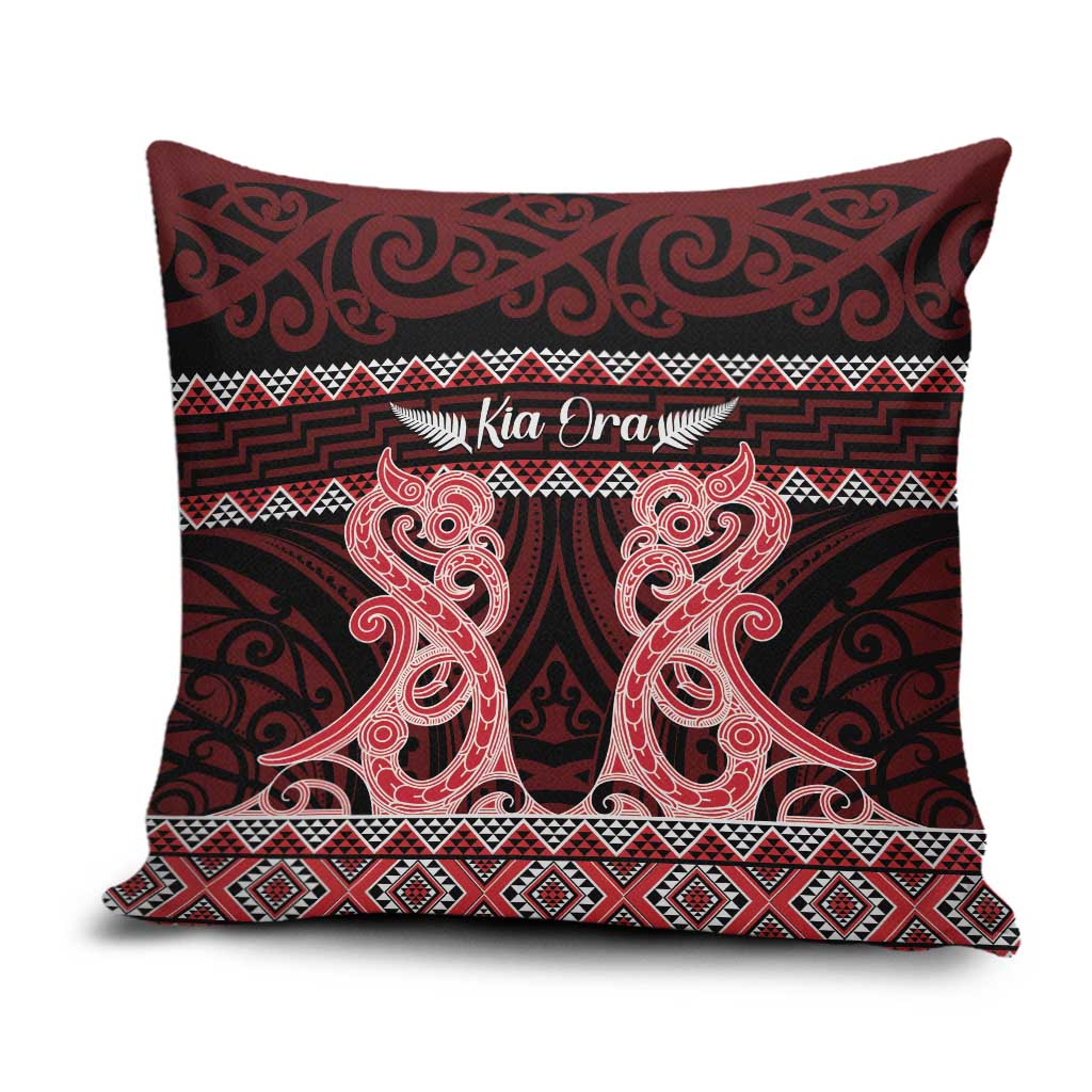 Kia Ora New Zealand Pillow Cover Maori Language Week Whero Taniko Motif - Aussie Hoodie