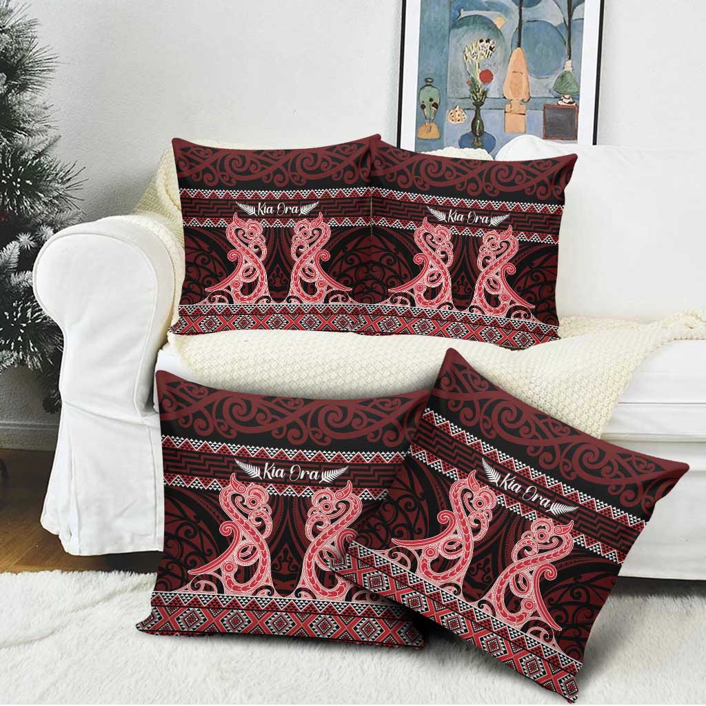Kia Ora New Zealand Pillow Cover Maori Language Week Whero Taniko Motif - Aussie Hoodie