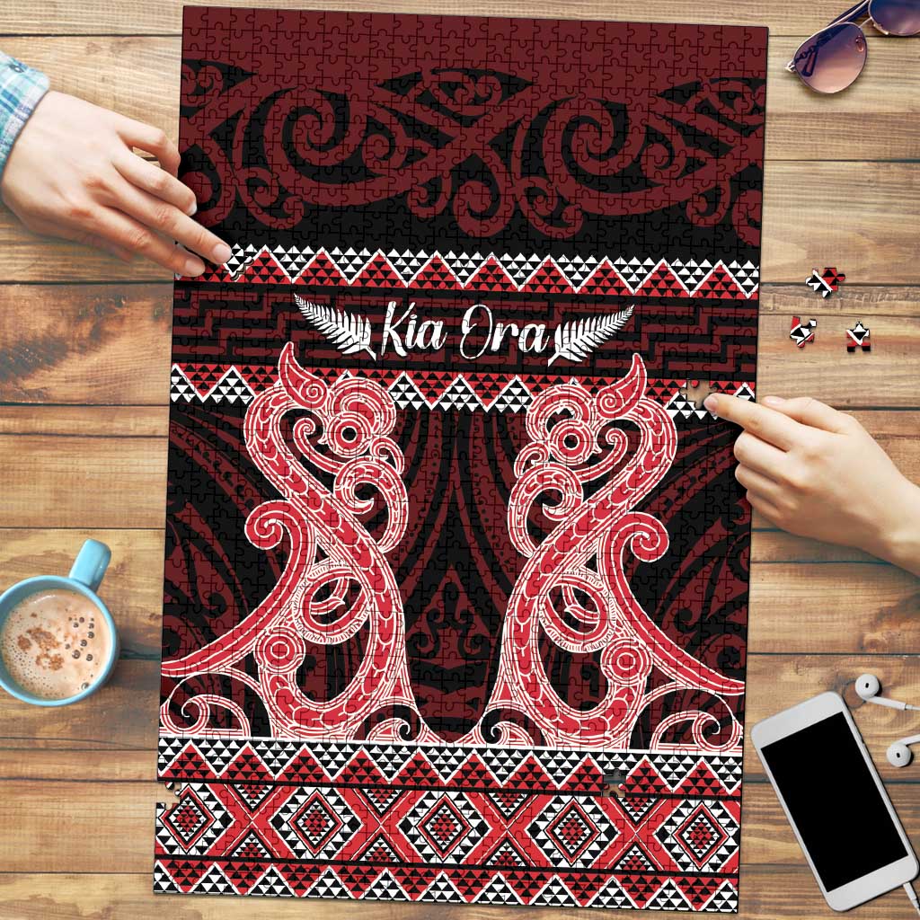 Kia Ora New Zealand Puzzle Maori Language Week Whero Taniko Motif - Aussie Hoodie