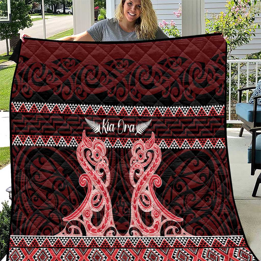 Kia Ora New Zealand Quilt Maori Language Week Whero Taniko Motif - Aussie Hoodie