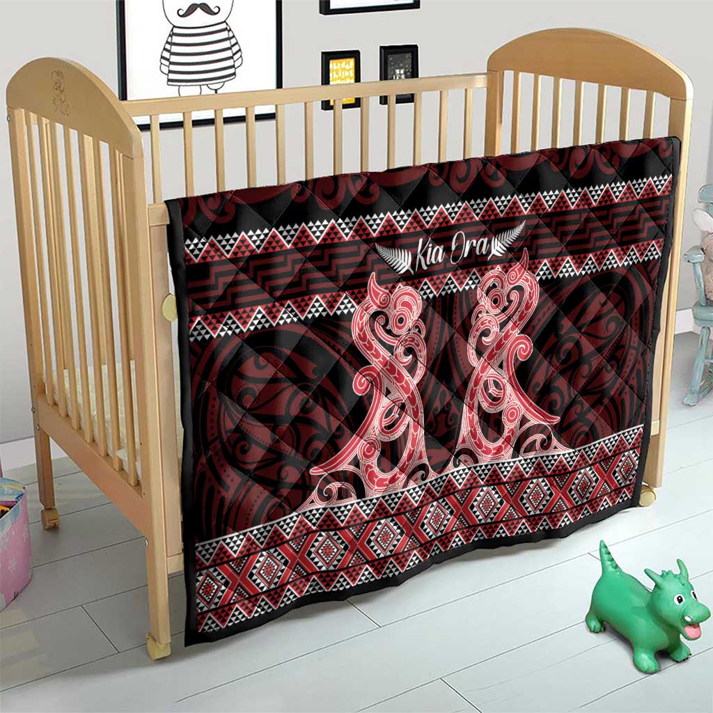 Kia Ora New Zealand Quilt Maori Language Week Whero Taniko Motif - Aussie Hoodie