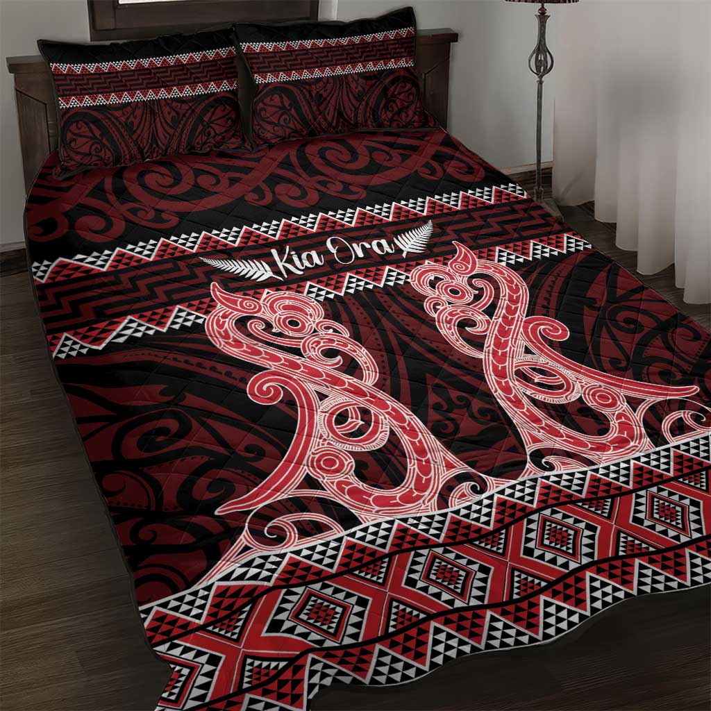 Kia Ora New Zealand Quilt Bed Set Maori Language Week Whero Taniko Motif - Aussie Hoodie
